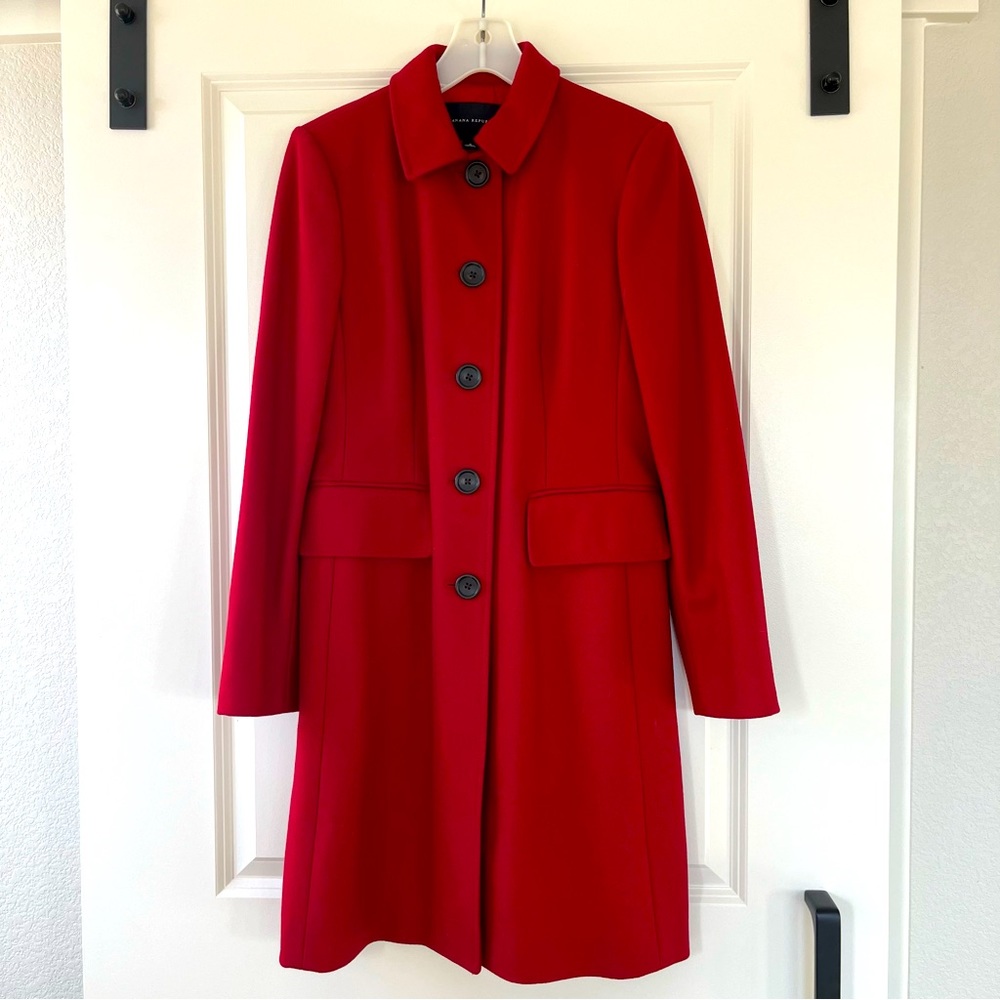 Banana Republic Red Wool Trench Coat - Size Small (EUC)